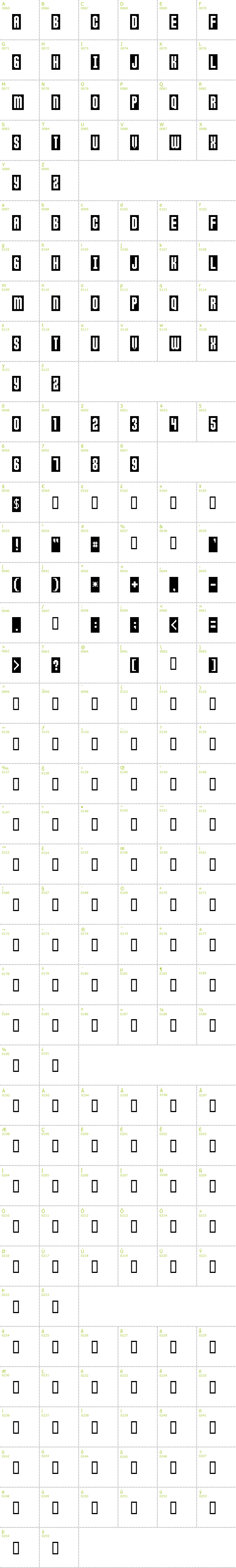 Full CharMap: Anticlimax font