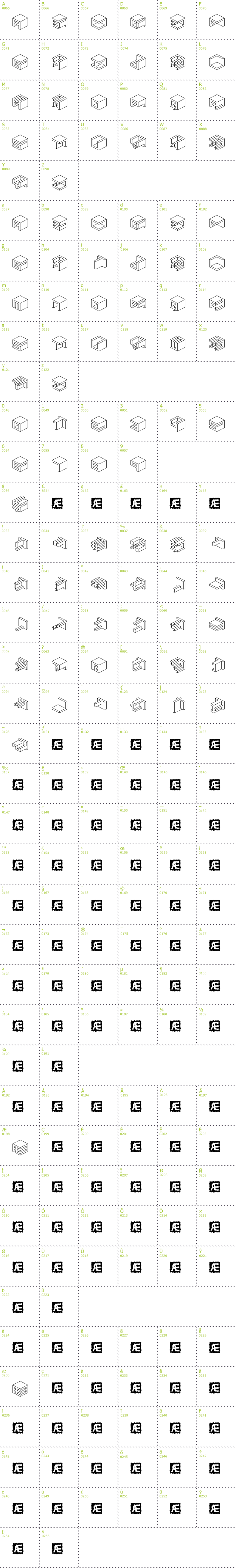 Full CharMap: Qbicle font