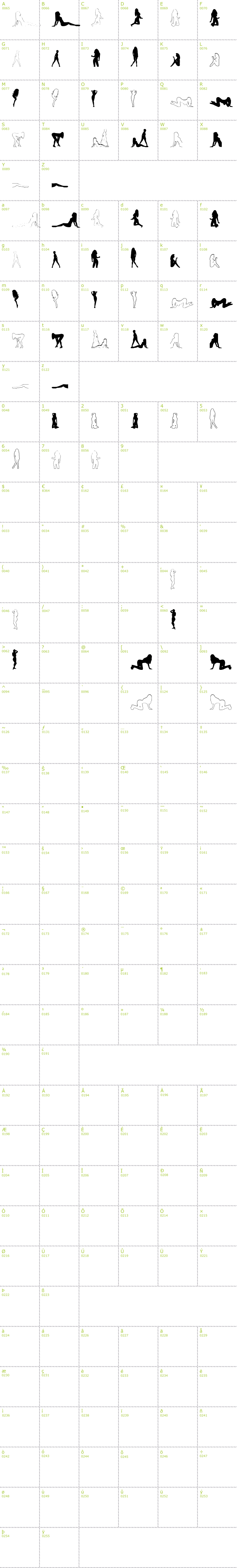 Full CharMap: Babe-alicious font
