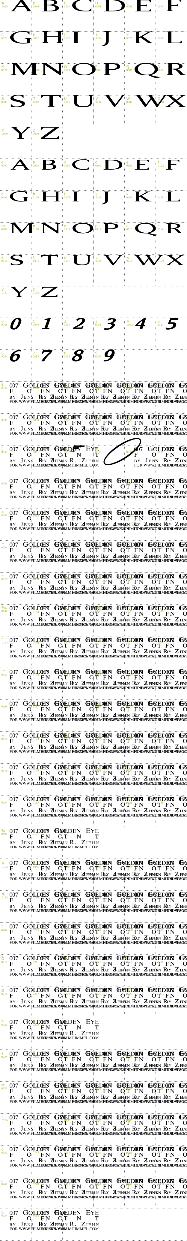 Full CharMap: 007 Goldeneye font