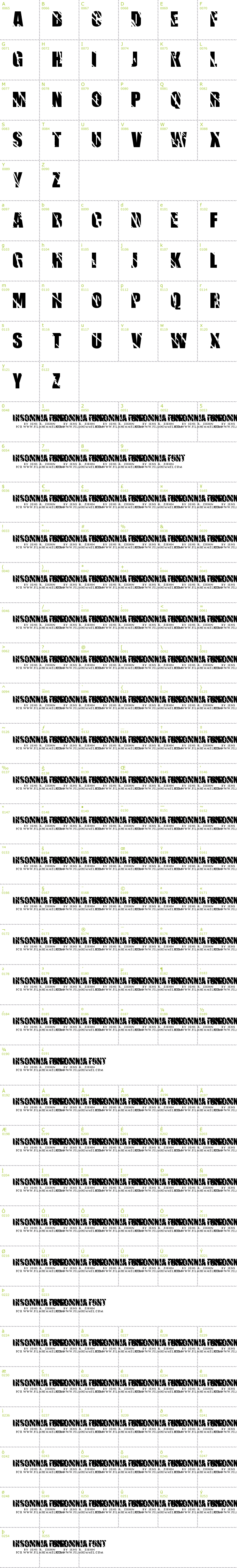 Full CharMap: Insomnia font