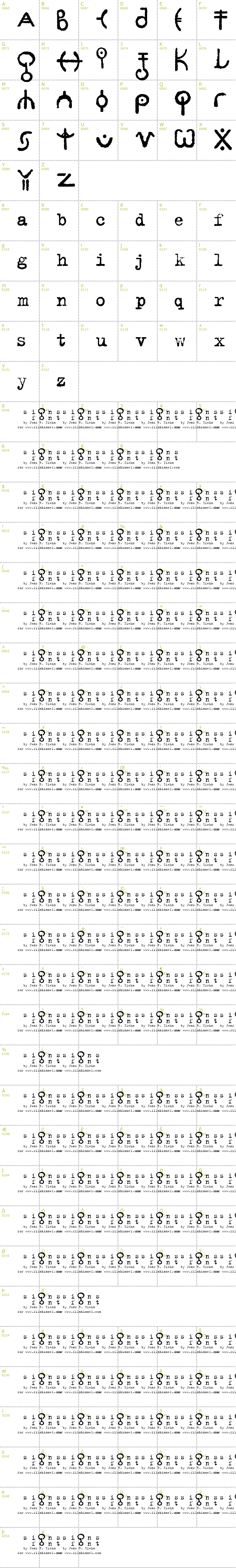 Full CharMap: Signs - Zeichen font