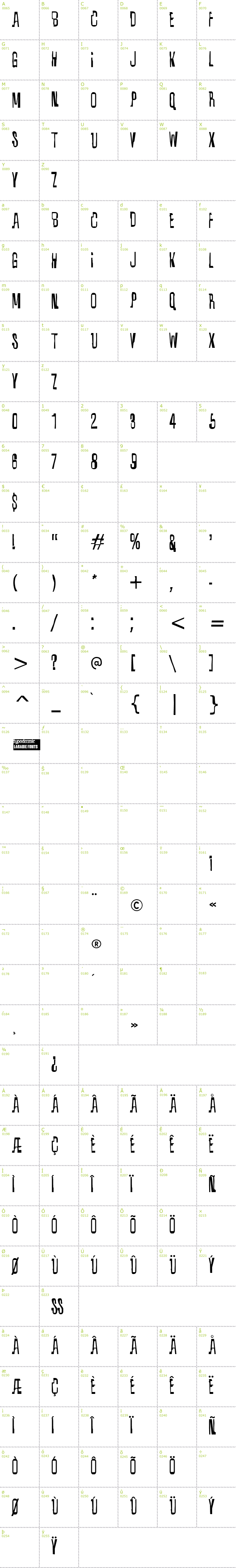 Full CharMap: Quixotic font