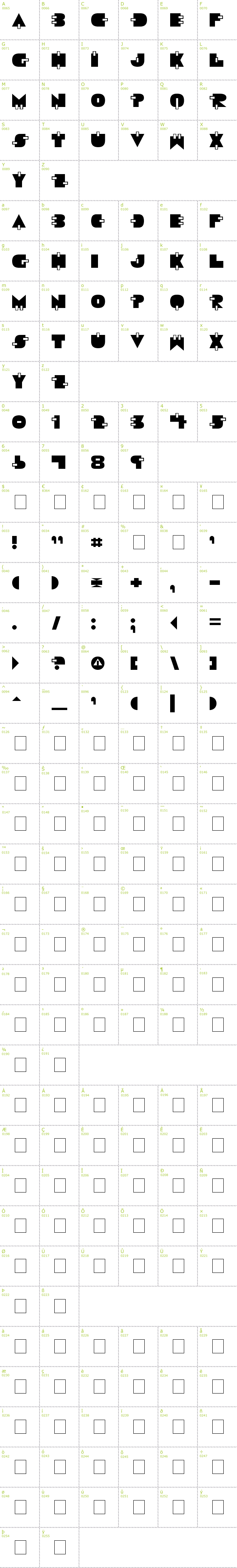 Full CharMap: VH 1 font