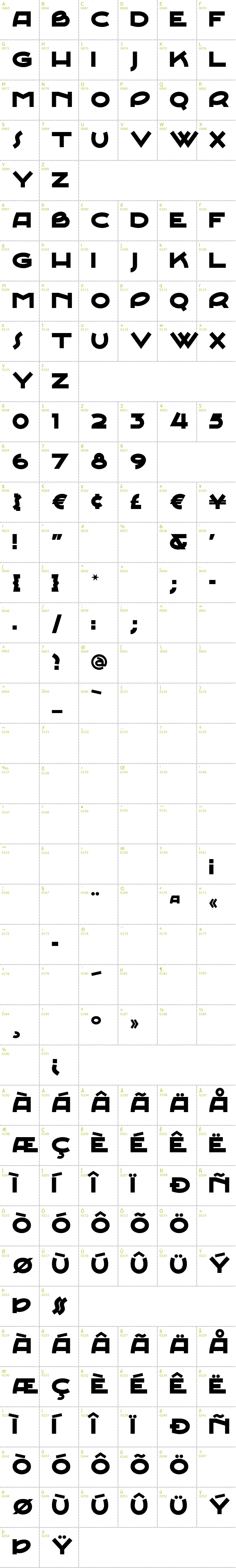 Full CharMap: Junebug Stomp NF font