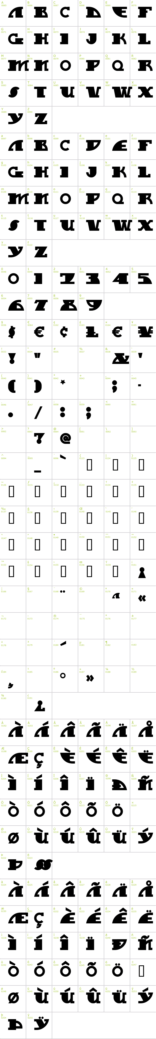 Full CharMap: MyGalSwoopy NF font