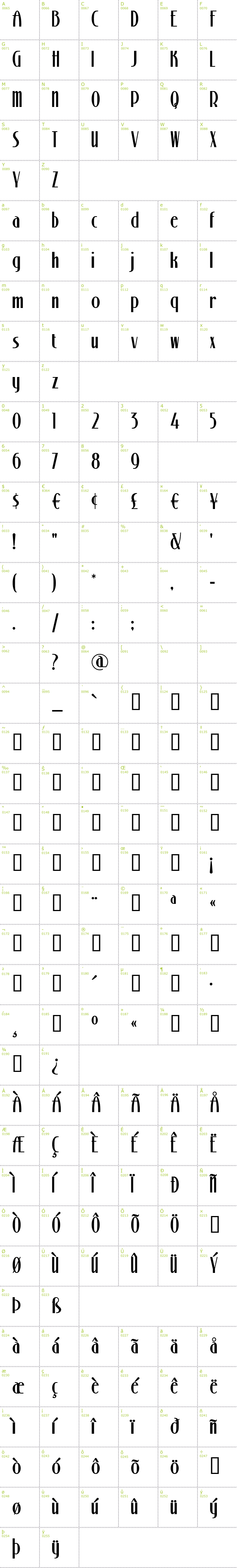Full CharMap: Stony Island NF font