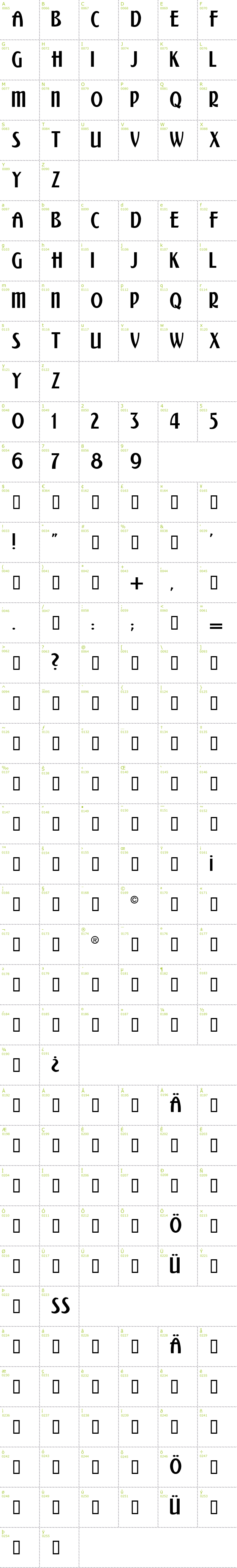Full CharMap: Kalenderblatt Grotesk font