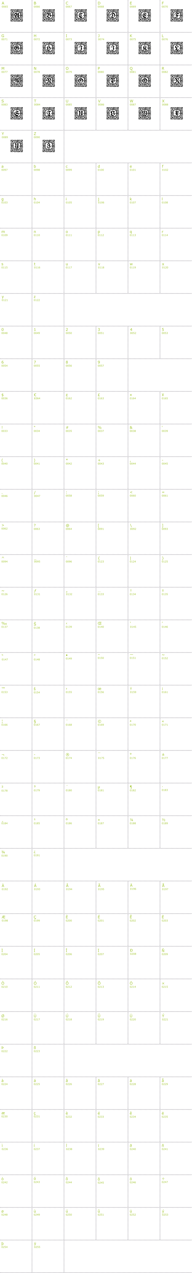 Full CharMap: Schmuck-Initialen 1 font