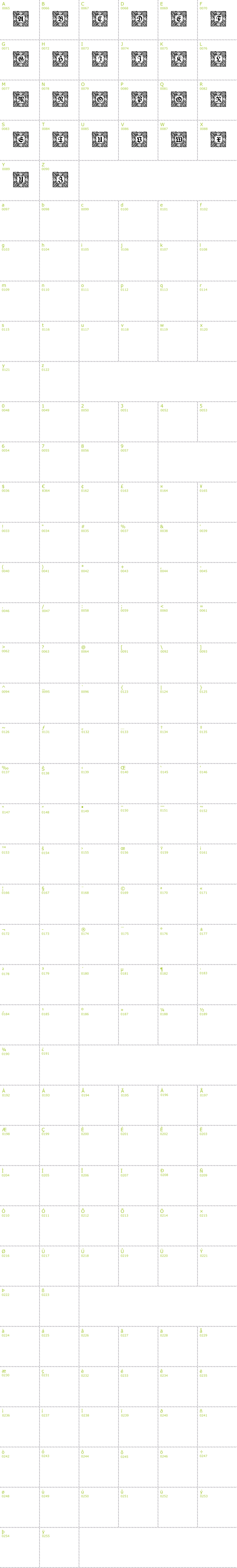 Full CharMap: Schmuck-Initialen 3 font