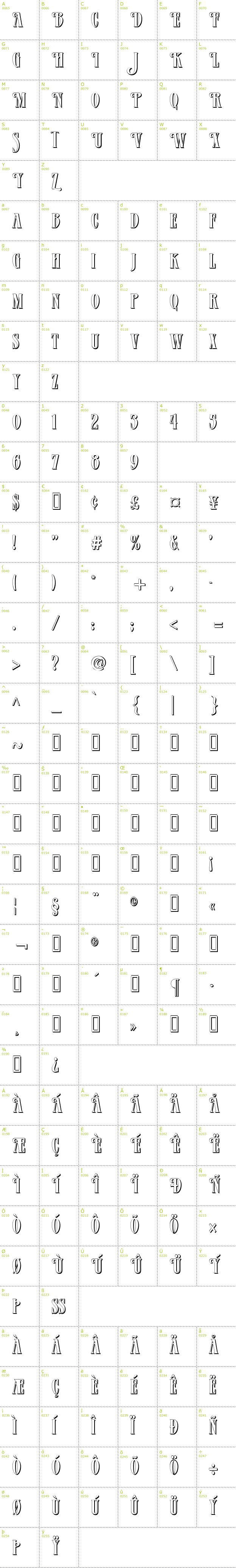 Full CharMap: Verve Shadow font