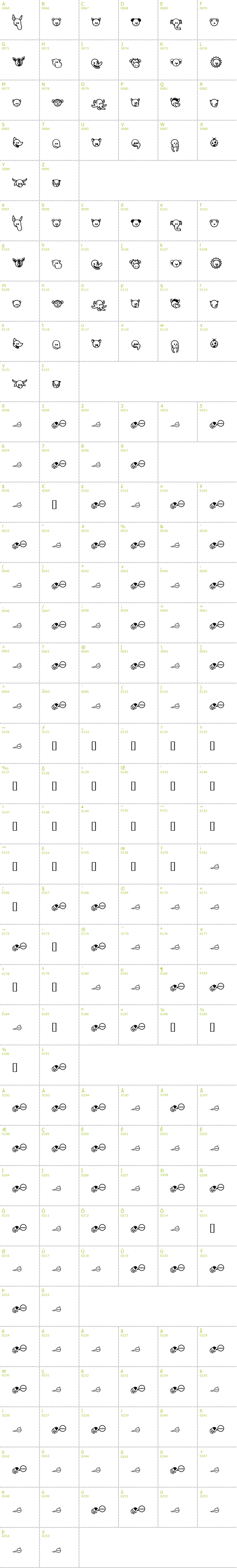 Full CharMap: Garanimals font