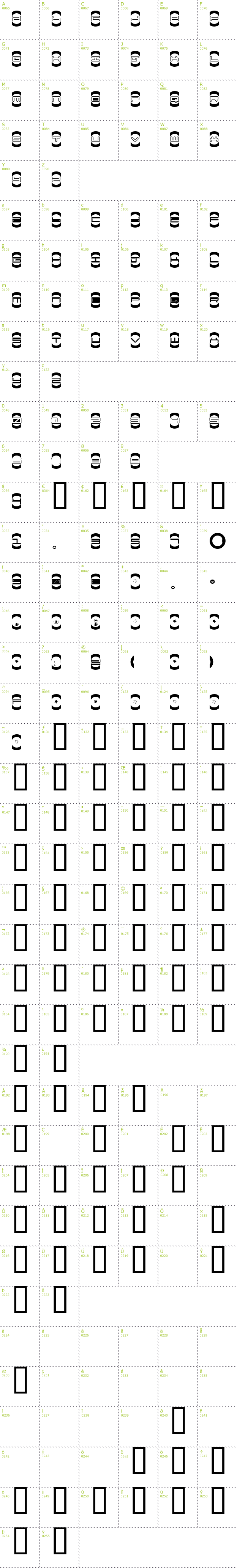 Full CharMap: Mister Dope plus Easy Outline font