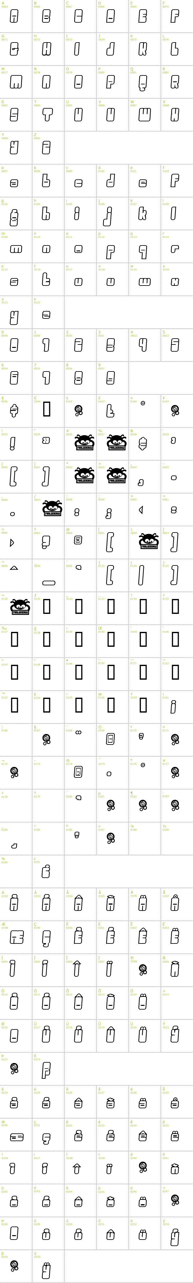 Full CharMap: Oggle Outline font