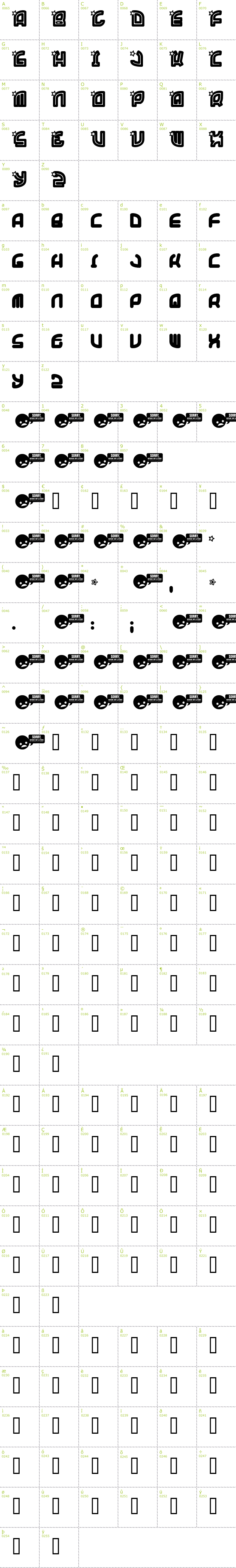 Full CharMap: Super Trooper font