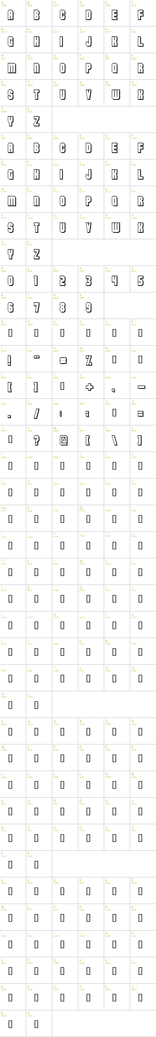 Full CharMap: Flashback V3 font