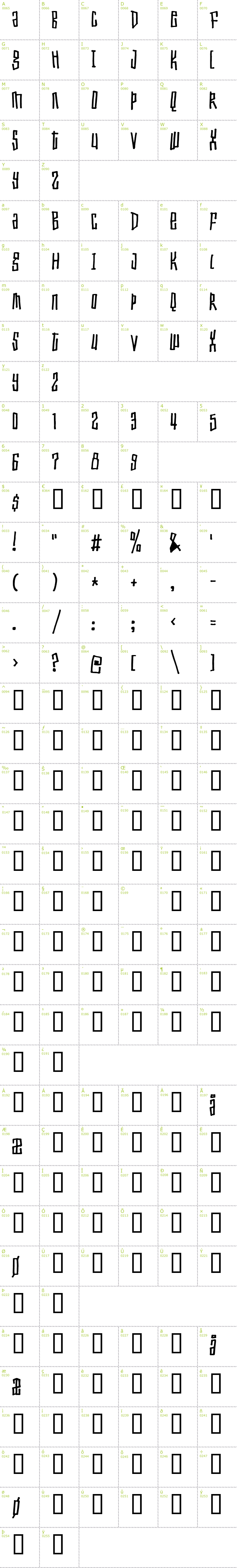 Full CharMap: Toxic Waist font