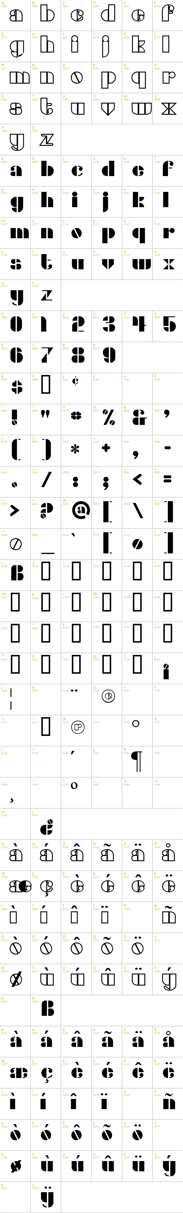 Full CharMap: Densmore font