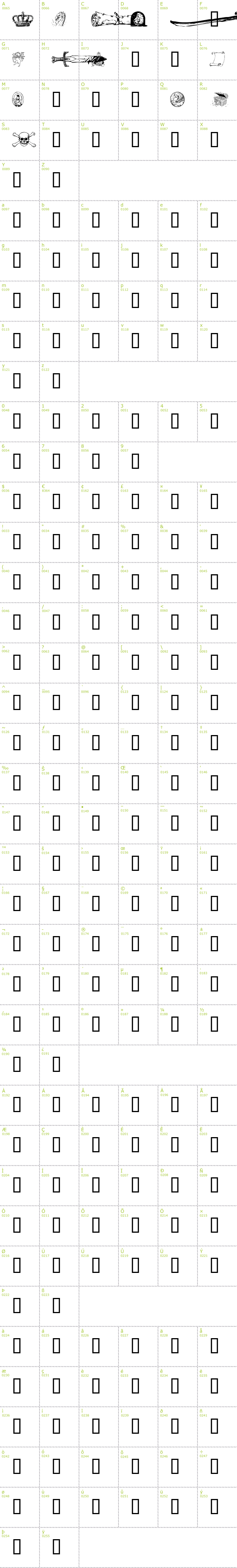 Full CharMap: Fantasy Clipart 2 font