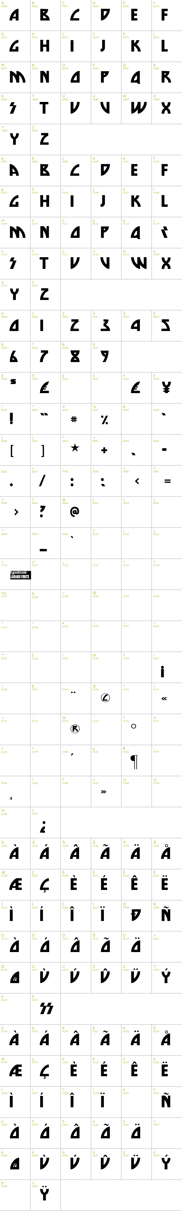 Full CharMap: Die Nasty font