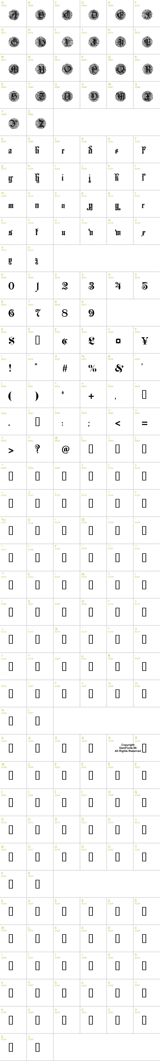 Full CharMap: Monarchia font
