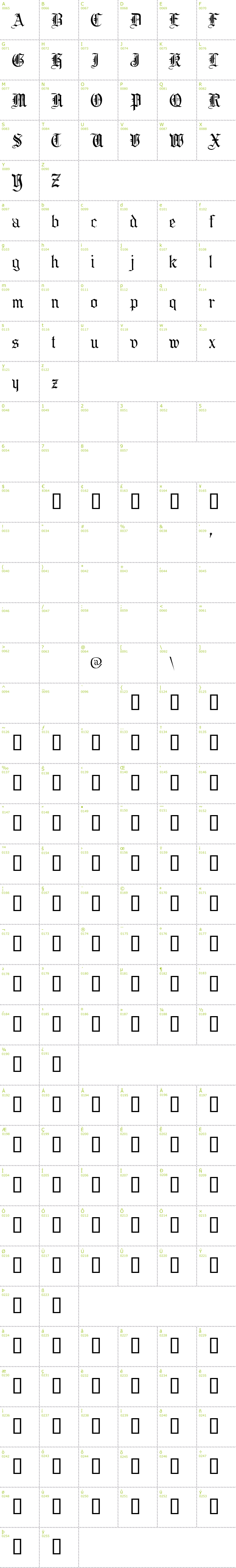 Full CharMap: Collins OE Demo font