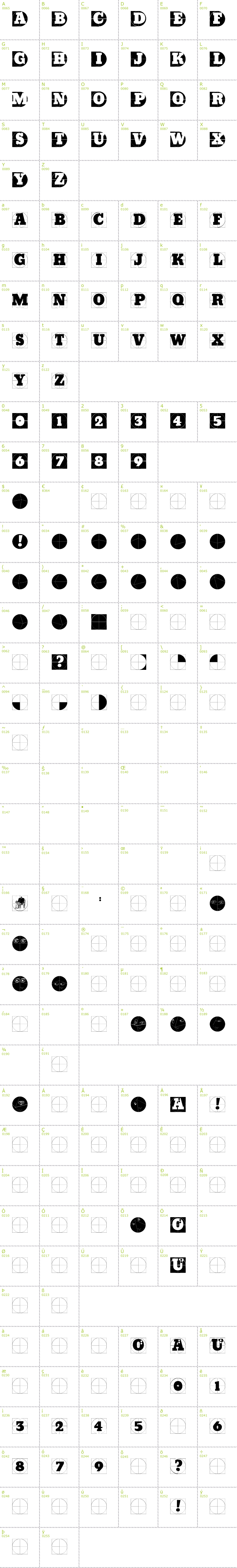 Full CharMap: Grid Concrete font