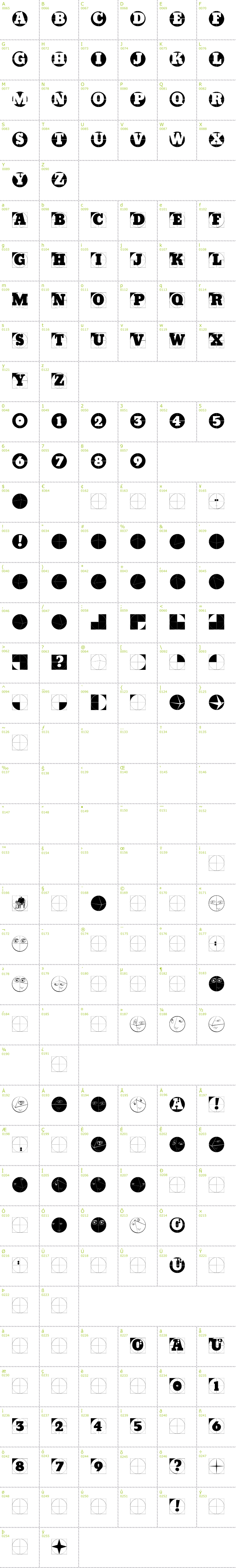 Full CharMap: Grid Concrete Logoable font