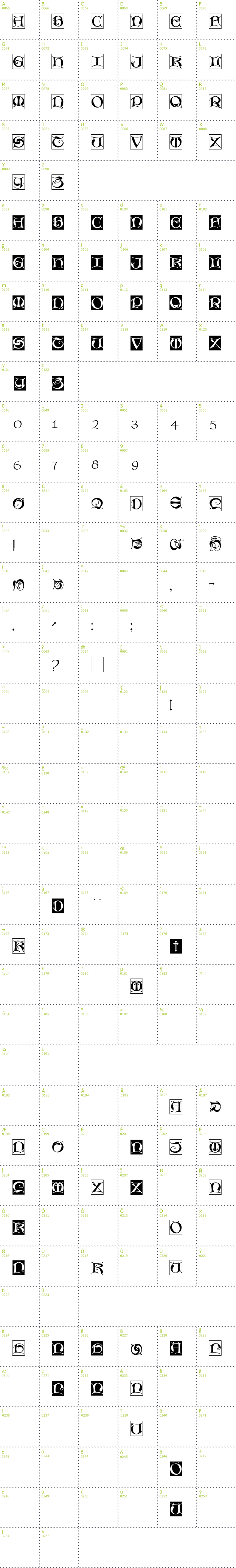 Full CharMap: Missal Unciale Bricks font