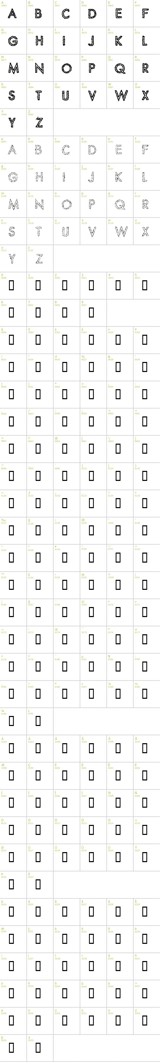 Full CharMap: Spike Crumb Swizzle font