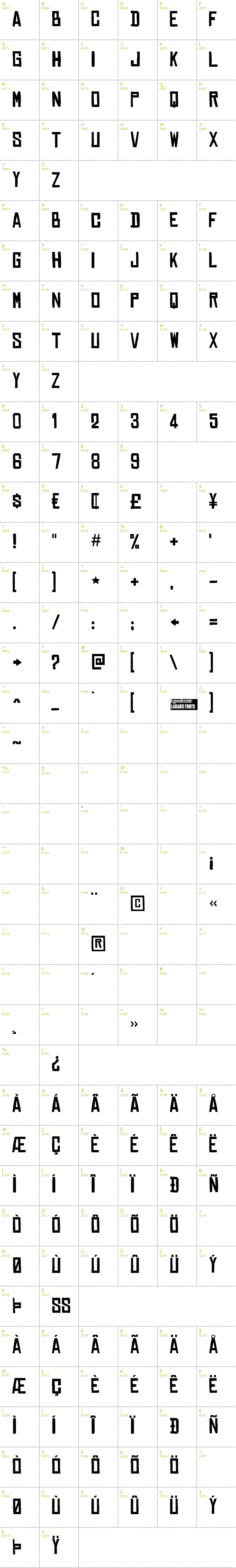 Full CharMap: Chinese Rocks font