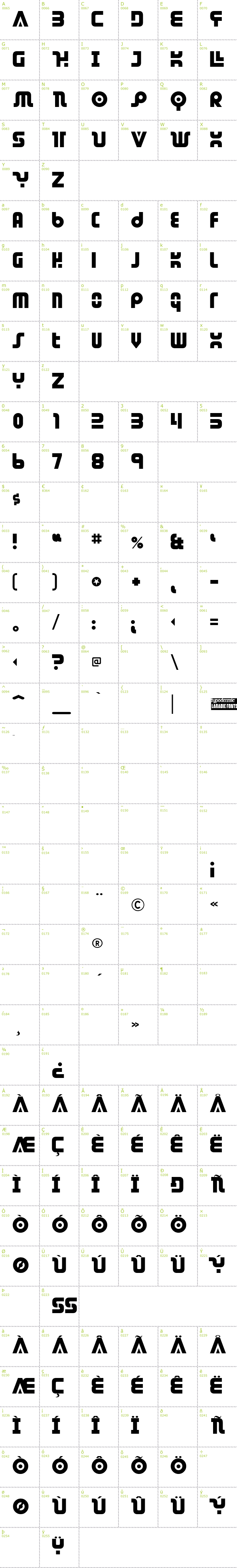 Full CharMap: Dendritic Voltage font