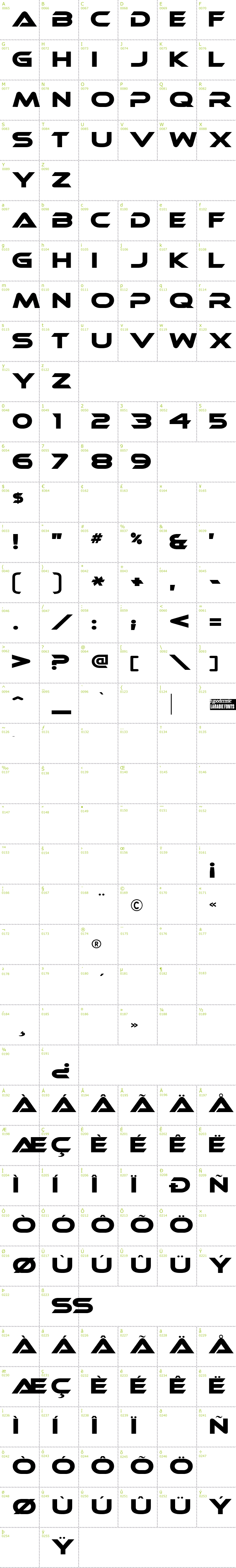 Full CharMap: Ethnocentric font