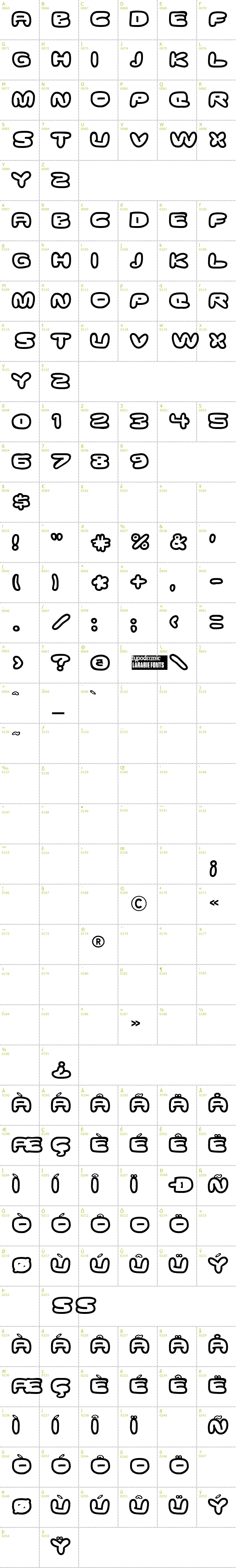 Full CharMap: Ghostmeat font