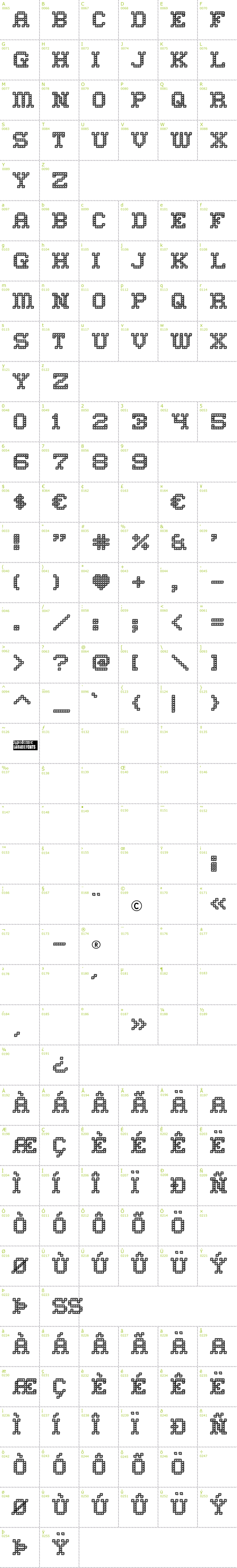 Full CharMap: Home Sweet Home Outlined font