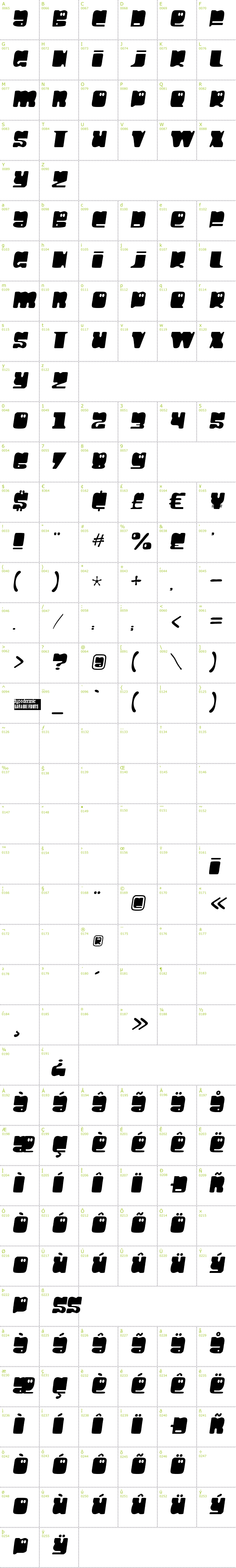 Full CharMap: Hello Larry font