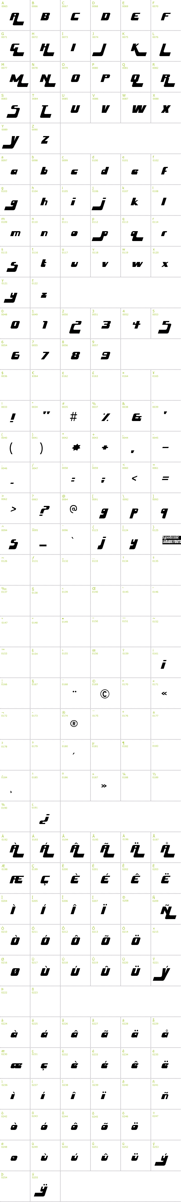 Full CharMap: Husky Stash font
