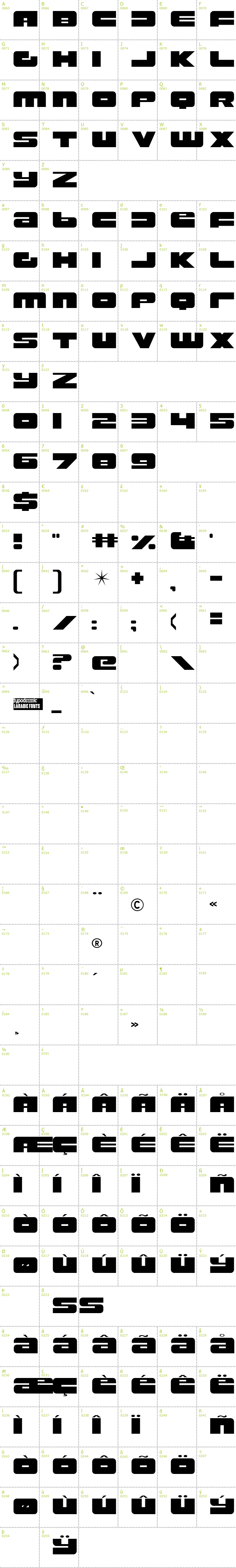 Full CharMap: Rustproof Body font