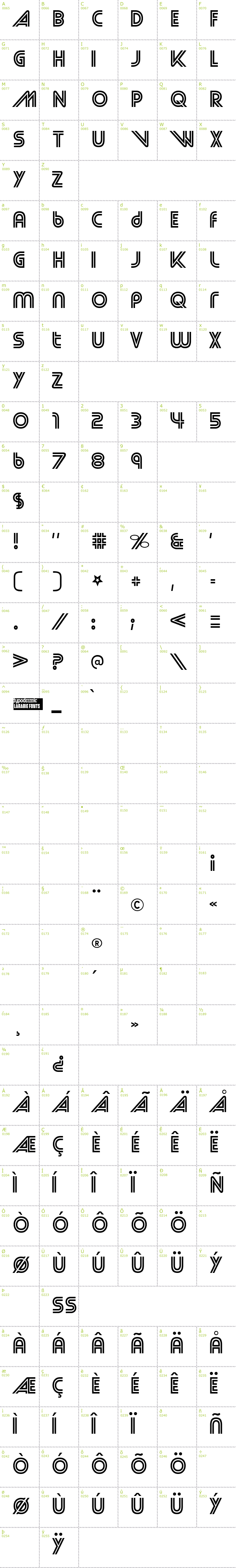 Full CharMap: Street Cred font