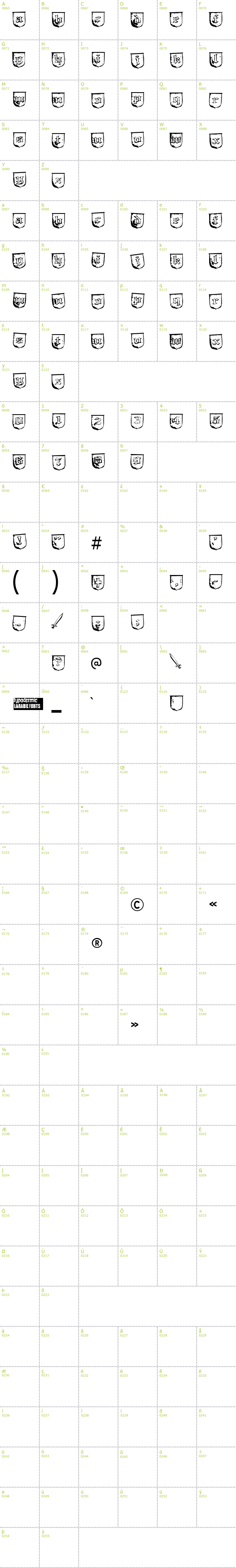 Full CharMap: Troll Bait font