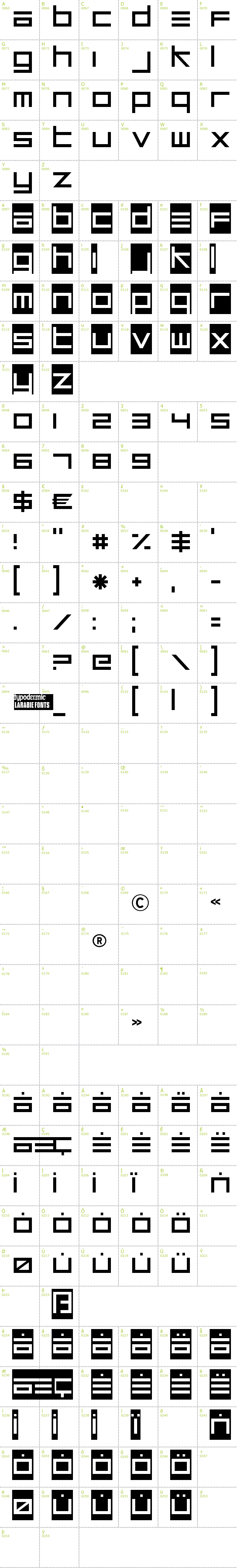 Full CharMap: Unsteady Oversteer font