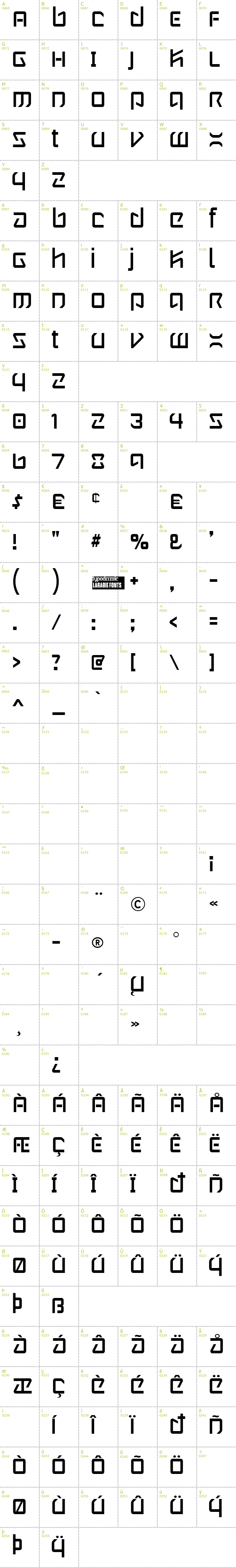 Full CharMap: Wintermute font