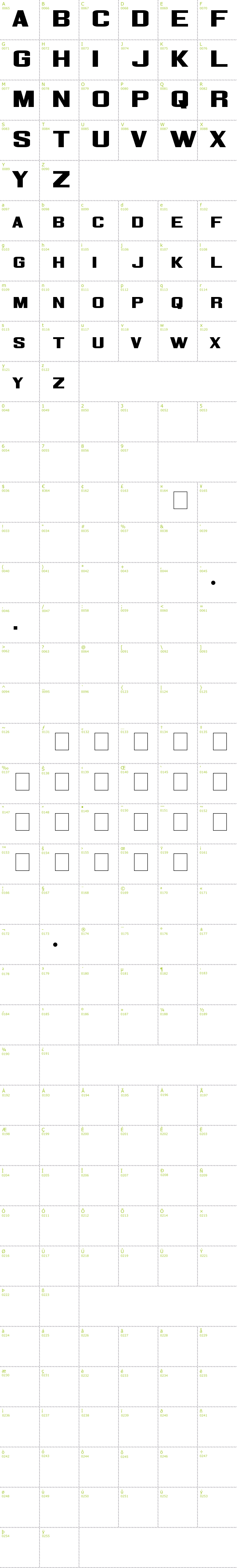 Full CharMap: Corporate HQ font