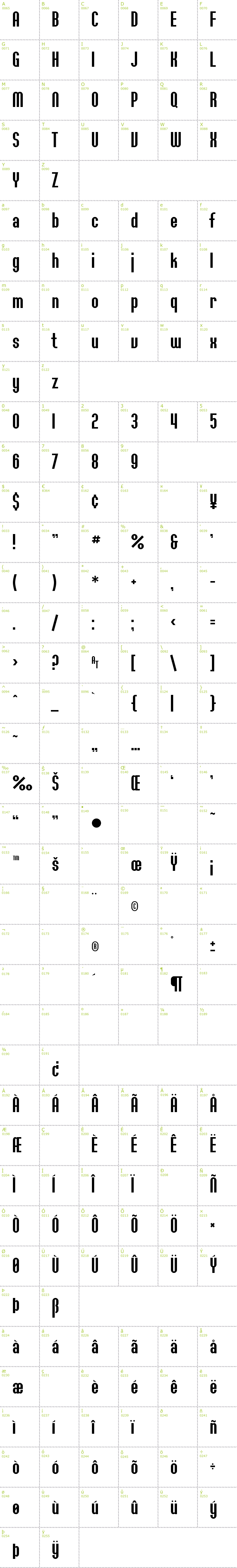 Full CharMap: SF Willamette font