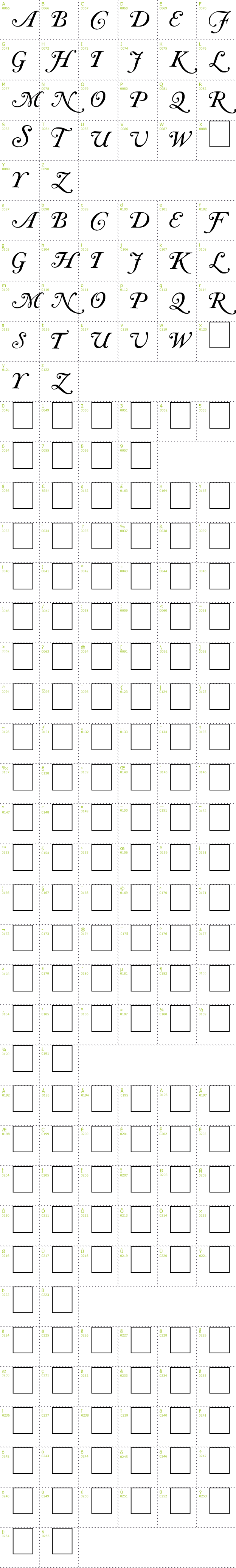 Full CharMap: Caslon Initials font