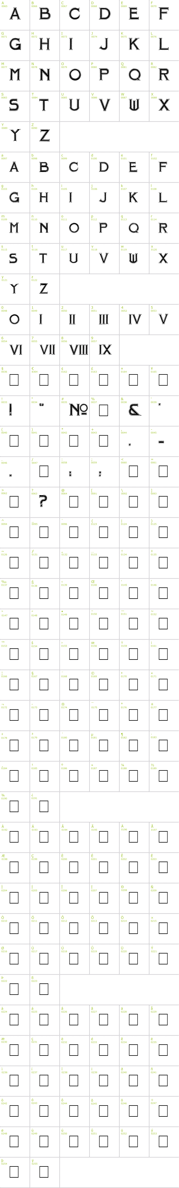 Full CharMap: Mosaic Inline font