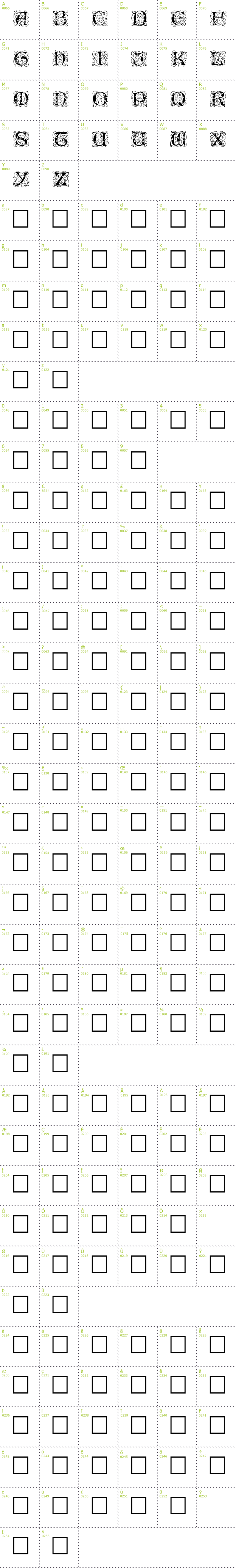 Full CharMap: Eileen Caps 2 font