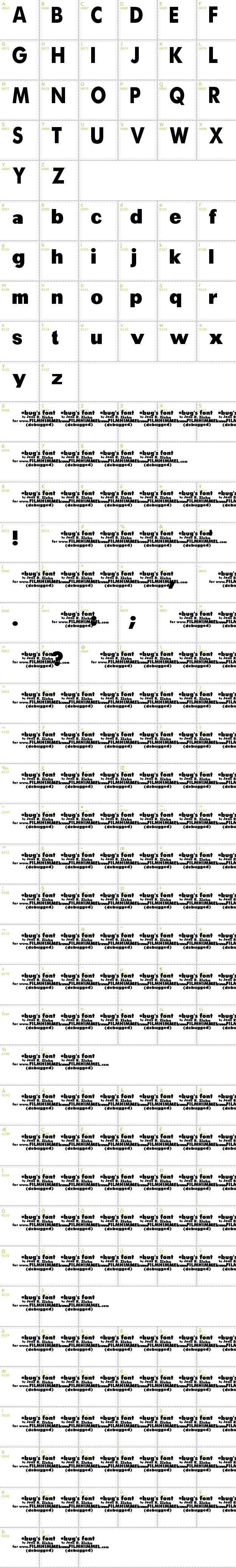 Full CharMap: a bug's life - debugged font