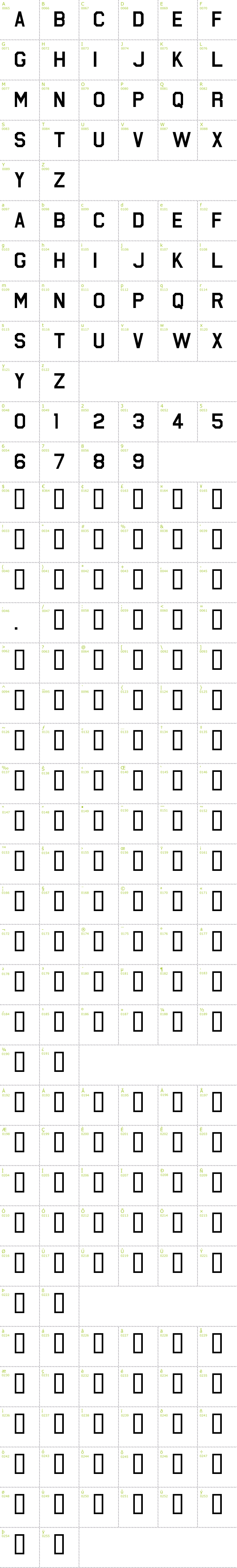 Full CharMap: Federation Starfleet Hull 23rd font