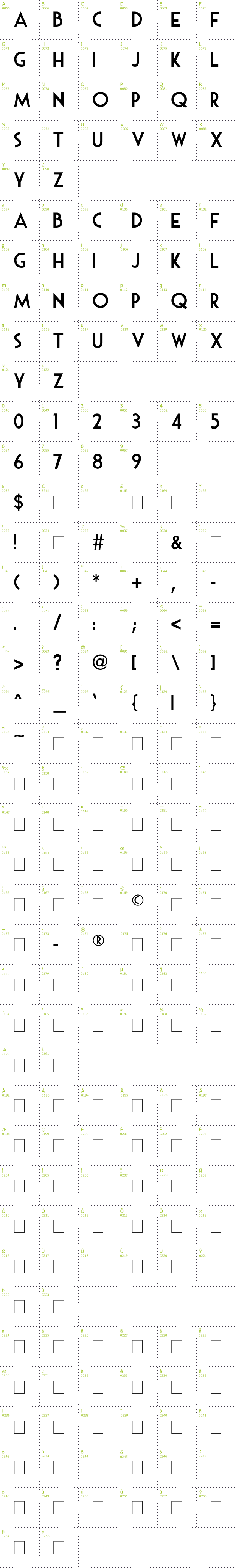 Full CharMap: Mouse Deco font